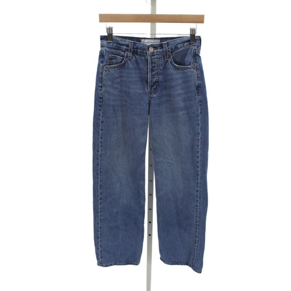 Denim Forum Womens Blue Mom Straight Jeans Mid Rise 30in 100% Cotton Size 23